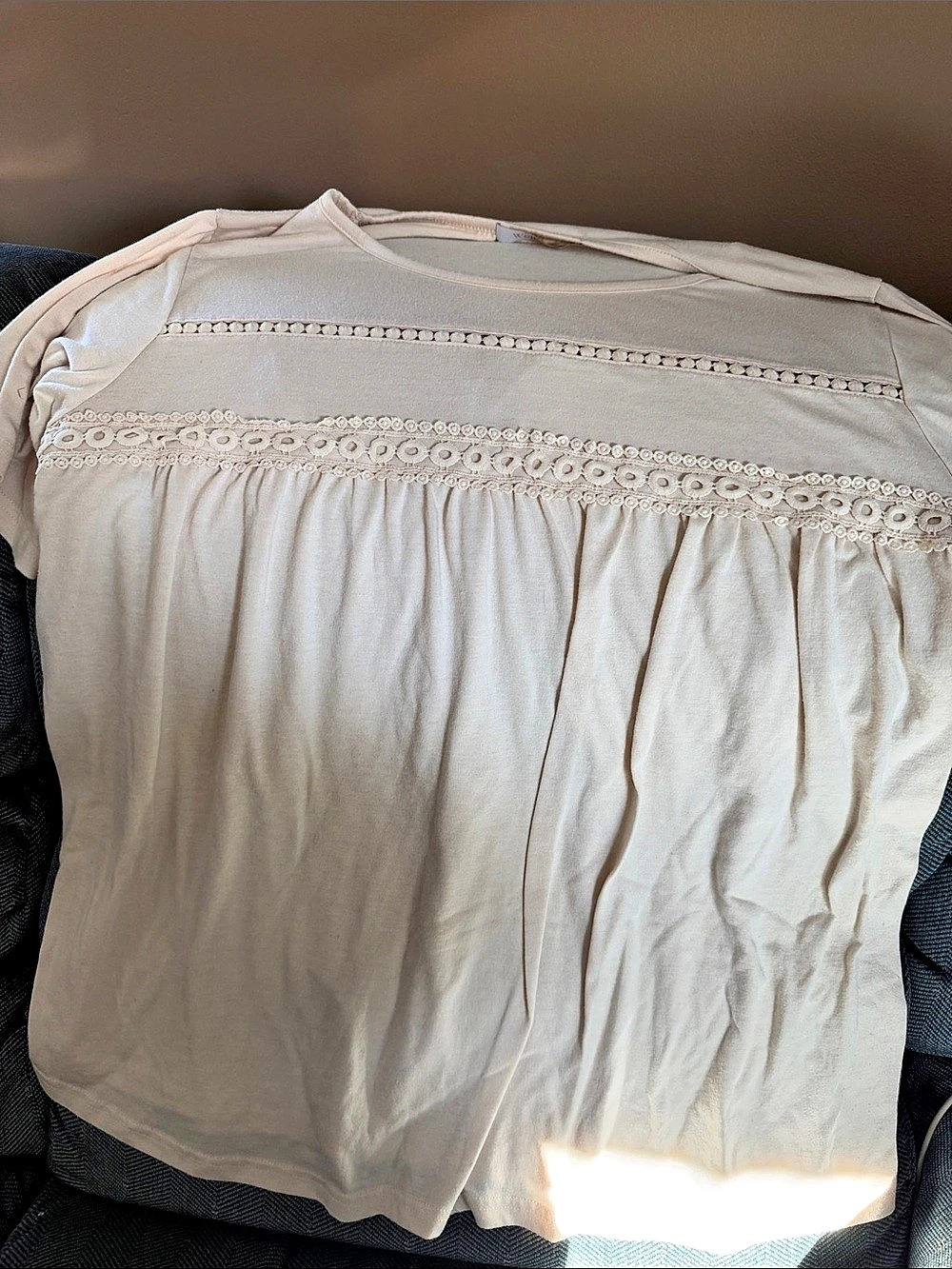 Cream Embroidered Yoke Blouse Like New